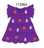 Purple ghost pumpkin sequin ruffle dress Aaria Tees