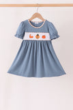 Blue turkey pumpkin embroidery dress Aaria Tees
