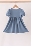 Blue turkey pumpkin embroidery dress Aaria Tees