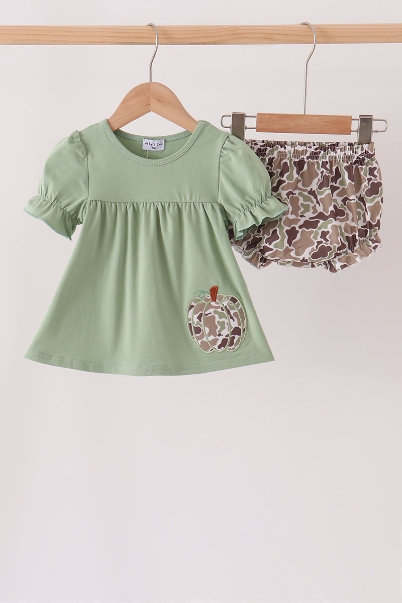 Camo Pumpkin Applique Bloomer Set - Aaria Tees Aaria Tees
