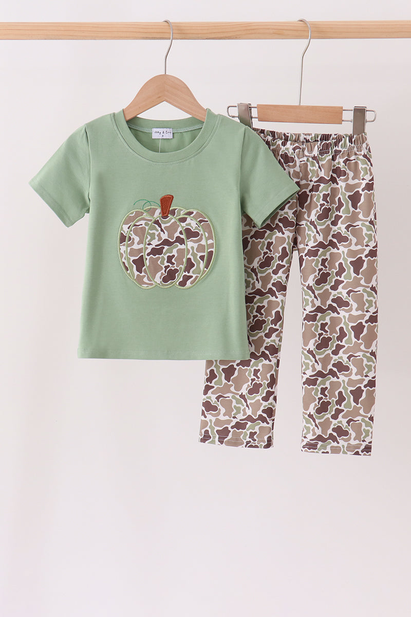 Camo Pumpkin Applique Pants Set - Aaria Tees Aaria Tees
