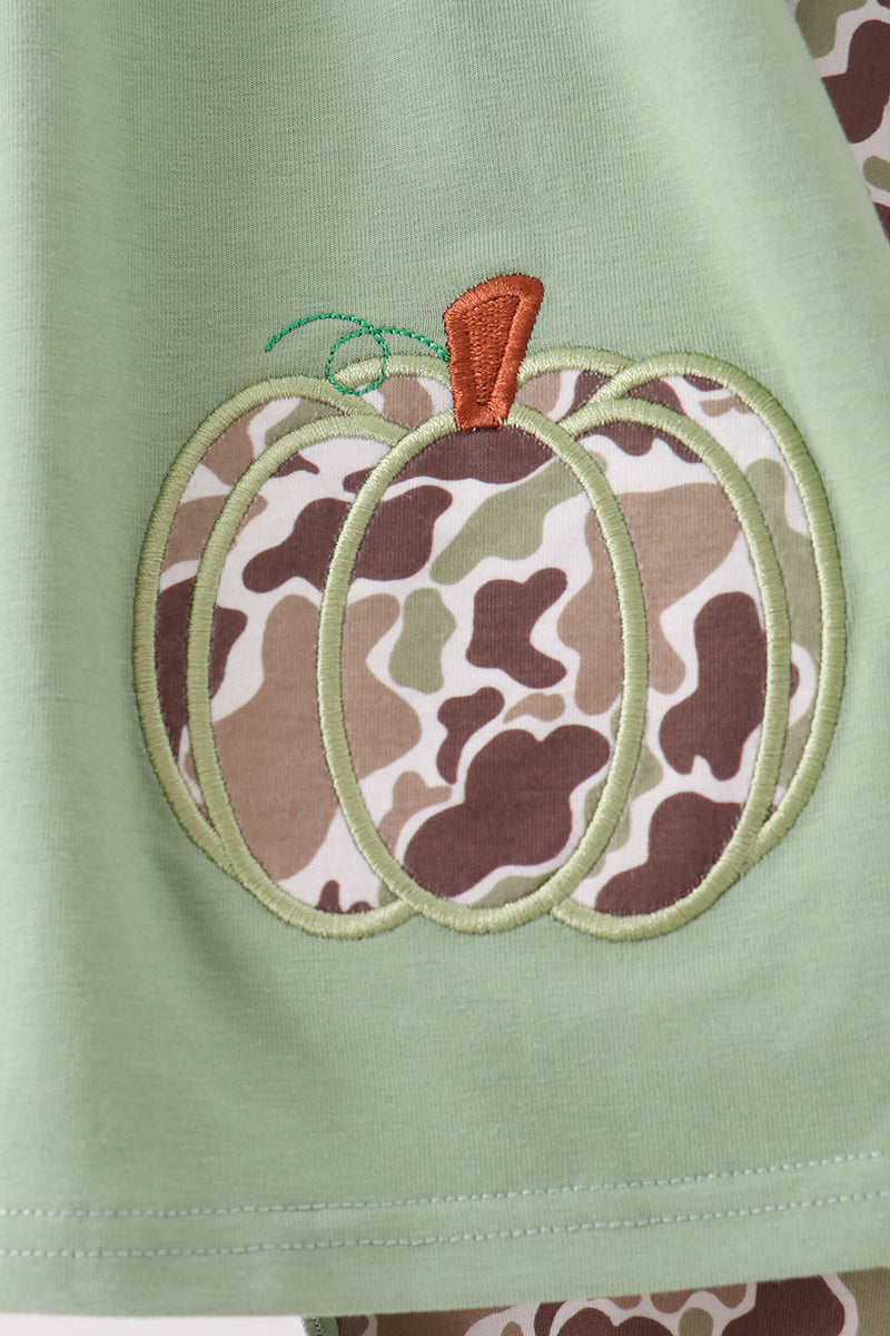 Camo Pumpkin Applique Ruffle Pants Set - Aaria Tees Aaria Tees