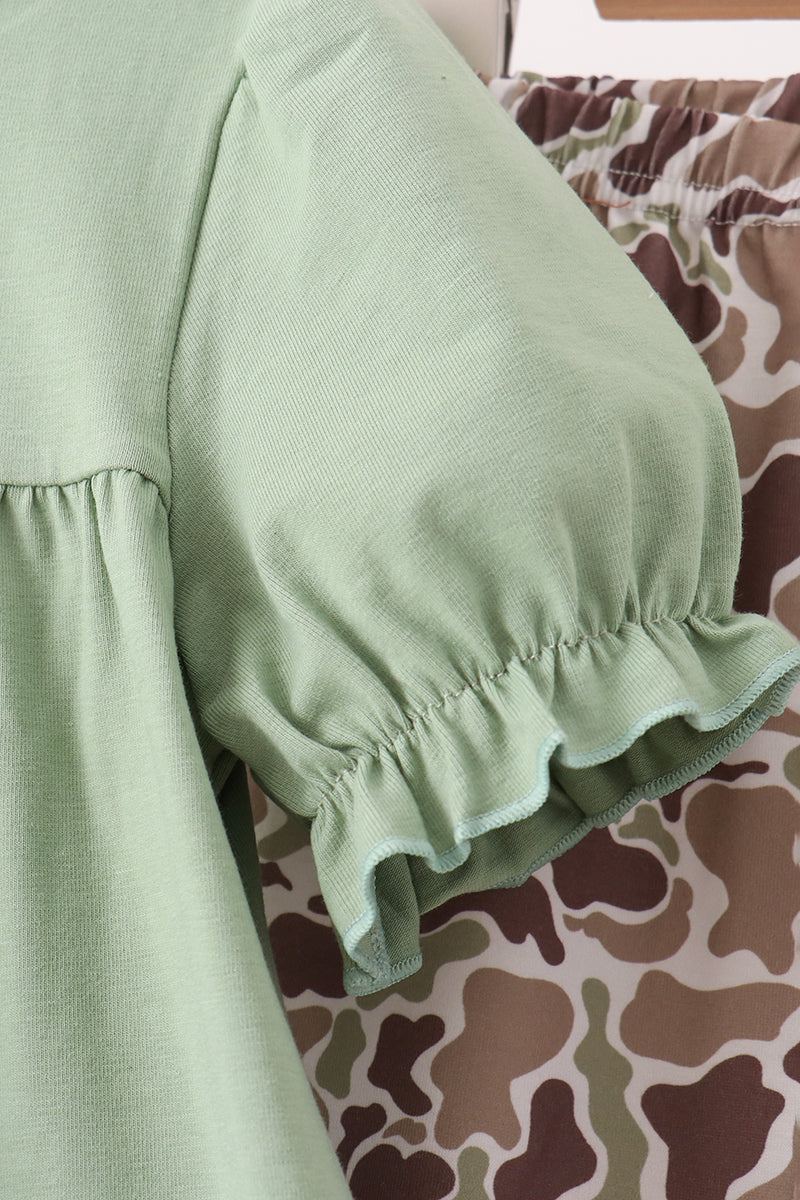 Camo Pumpkin Applique Ruffle Pants Set - Aaria Tees Aaria Tees