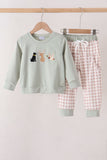 Sage hunting embroidery Pants set Aaria Tees