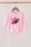Pink football bow sequin bubble Aaria Tees