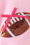 Pink football bow sequin bubble Aaria Tees