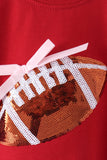 Maroon football bow sequin bubble Aaria Tees