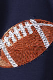 Navy football sequin bubble Aaria Tees