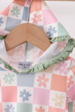 Pastel Daisy Checkerboard Hoodie Bubble Aaria Tees