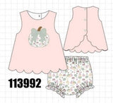 Pink pumpkin bow applique bloomer set Aaria Tees