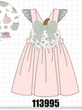 Pink pumpkin bow applique ruffle dress Aaria Tees