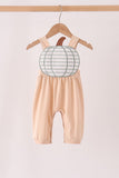 Khaki pumpkin applique romper Aaria Tees