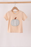 Khaki pumpkin applique top Aaria Tees