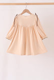 Khaki floral smocked dress Aaria Tees
