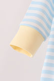 Blue airplane embroidery stripe romper Aaria Tees