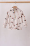 Khaki Duck Print Gingham Pullover Aaria Tees