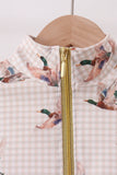 Khaki Duck Print Gingham Pullover Aaria Tees