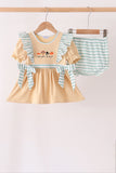 God is great god is good embroidery ruffle bloomer set Aaria Tees