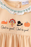 God is great god is good embroidery ruffle pants set Aaria Tees