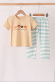 God is great god is good embroidery stripe pants set Aaria Tees