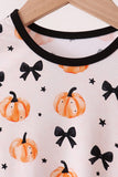 Bow pumpkin bamboo pajama set Aaria Tees