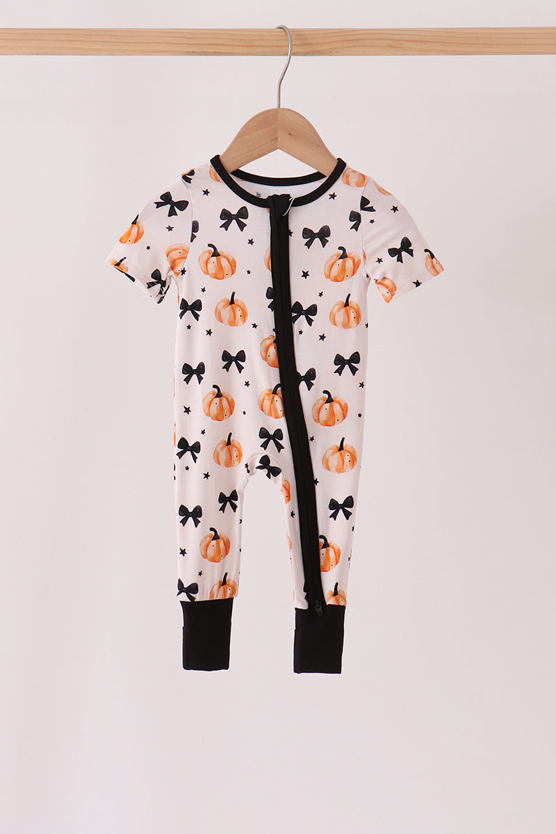 Bow pumpkin bamboo romper - Aaria Tees Aaria Tees