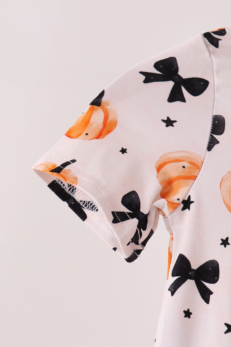 Bow pumpkin bamboo romper - Aaria Tees Aaria Tees