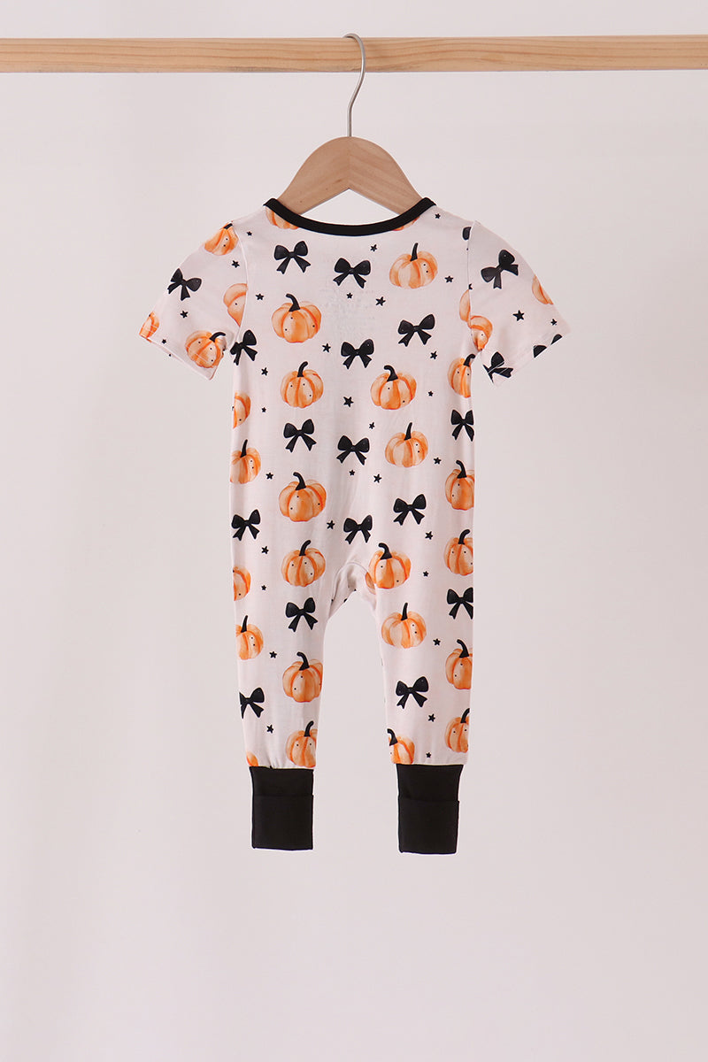 Bow pumpkin bamboo romper - Aaria Tees Aaria Tees