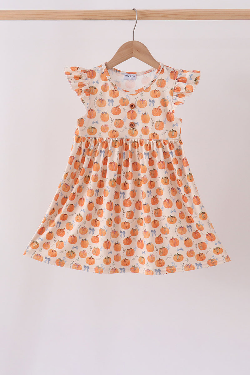 Pumpkin Bow Ruffle Dress - Aaria Tees Aaria Tees