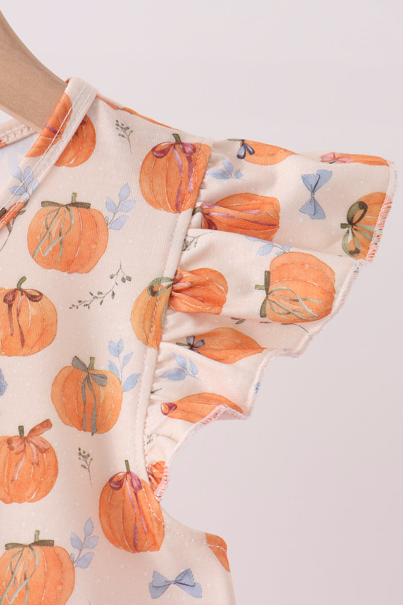 Pumpkin Bow Ruffle Dress - Aaria Tees Aaria Tees