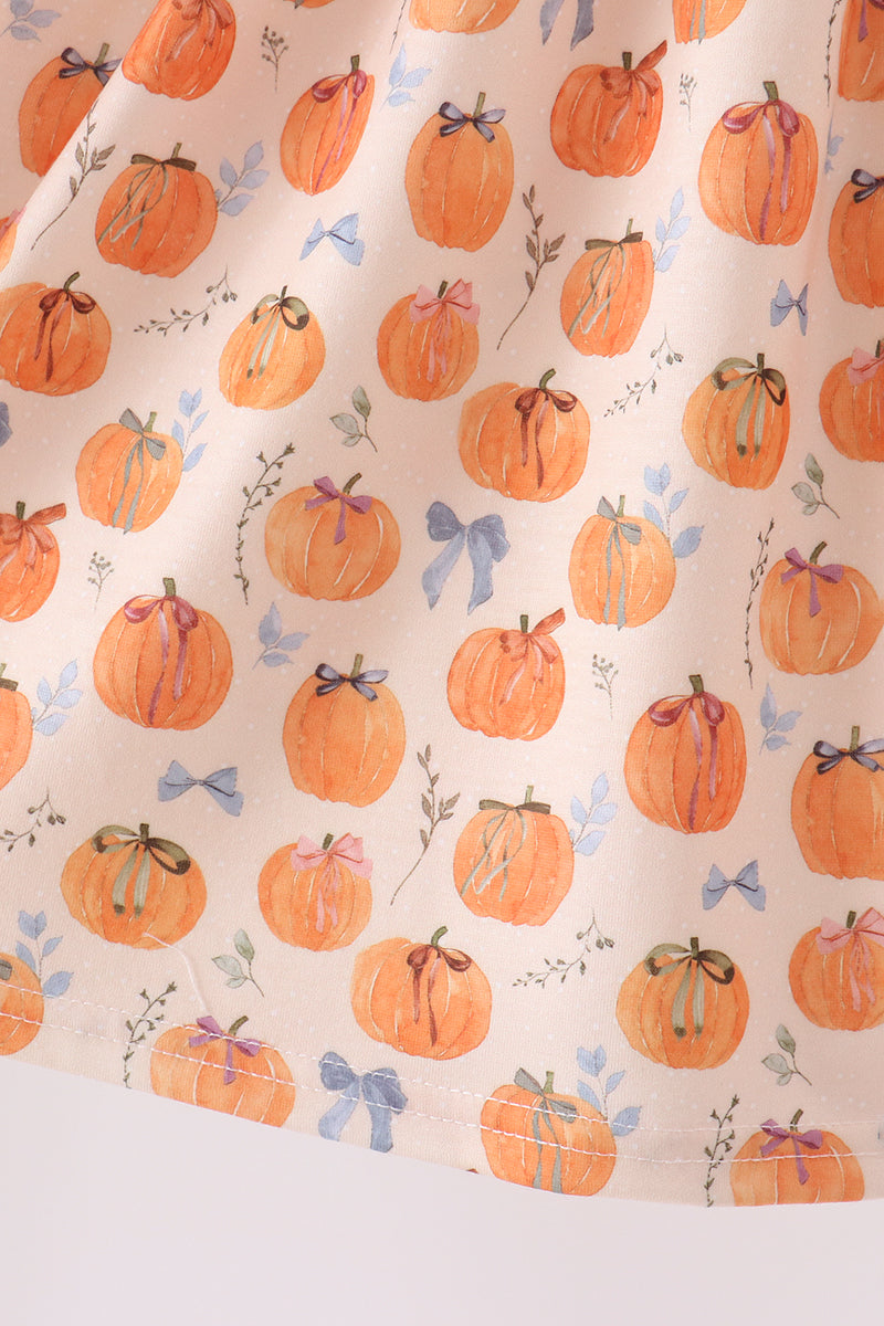 Pumpkin Bow Ruffle Dress - Aaria Tees Aaria Tees