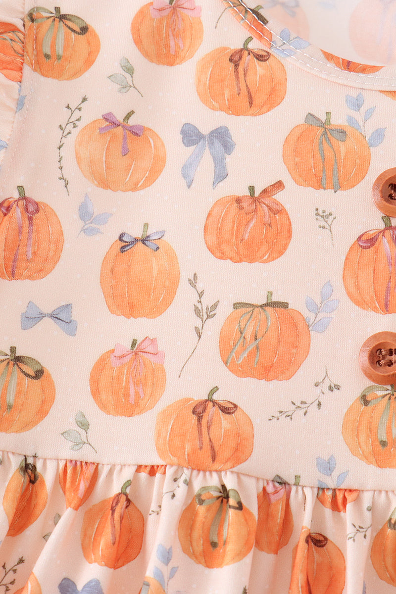 Pumpkin Bow Ruffle Dress - Aaria Tees Aaria Tees