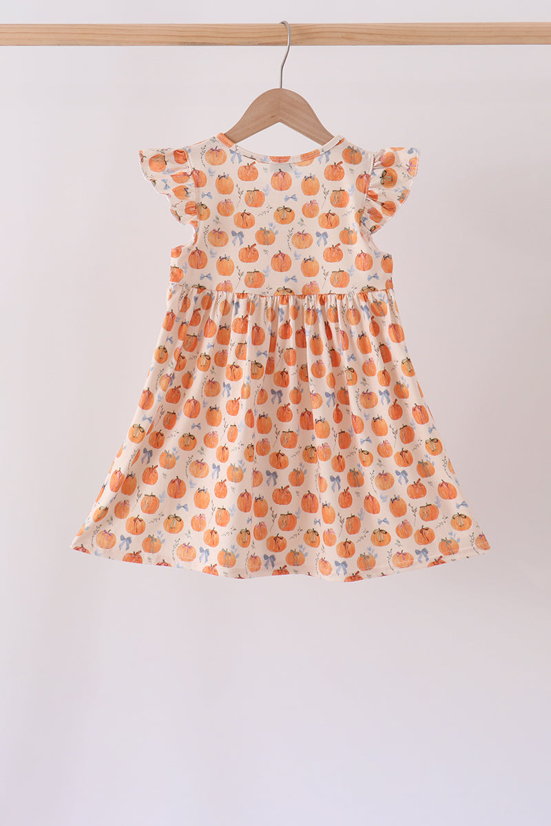Pumpkin Bow Ruffle Dress - Aaria Tees Aaria Tees