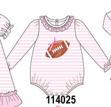 Pink football sequin stripe bubble Aaria Tees