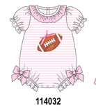 Pink football sequin stripe ruffle bubble Aaria Tees
