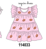 Pink football sequin tiered dress Aaria Tees