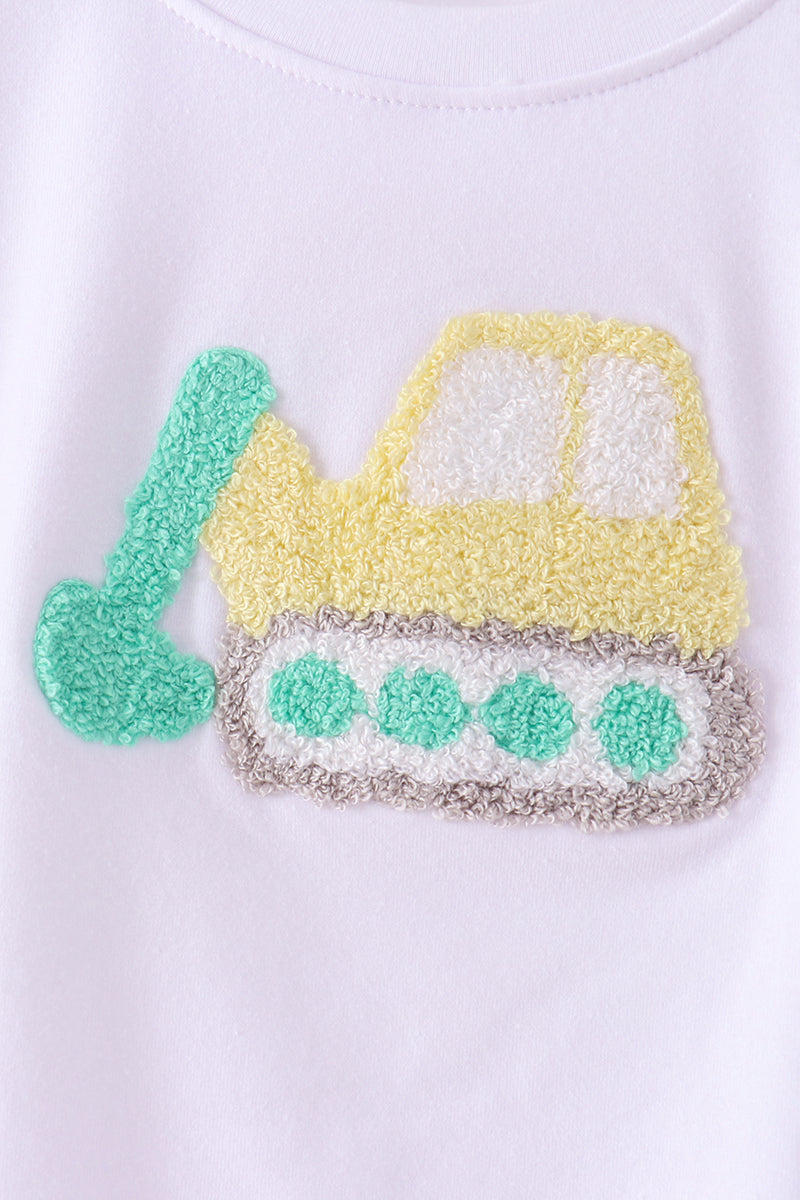 Green excavator french knot stripe pants set - Aaria Tees Aaria Tees