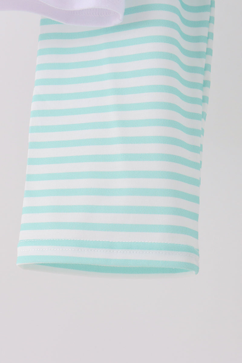 Green excavator french knot stripe pants set - Aaria Tees Aaria Tees