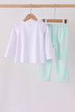 Green excavator french knot stripe pants set - Aaria Tees Aaria Tees