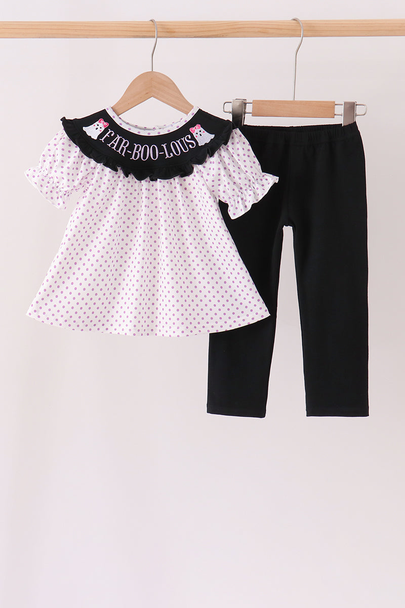 Black Ghost Embroidery Pants Set - Aaria Tees Aaria Tees