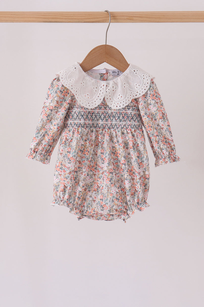 Floral smocked lace bubble - Aaria Tees Aaria Tees