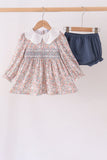 Floral smocked lace bloomer set - Aaria Tees Aaria Tees