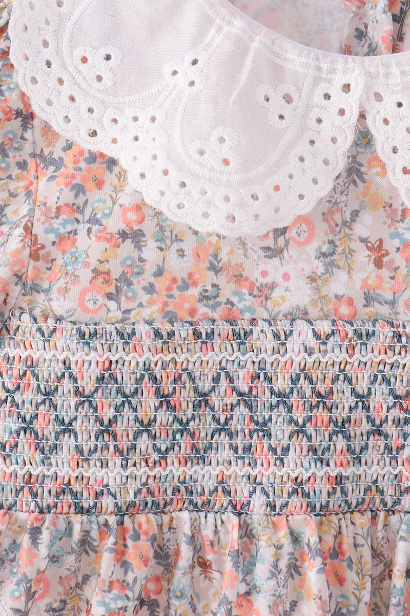 Floral smocked lace bloomer set - Aaria Tees Aaria Tees