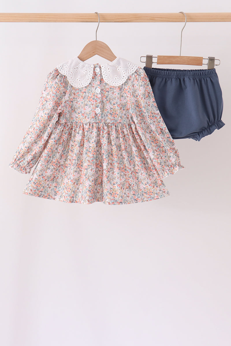 Floral smocked lace bloomer set - Aaria Tees Aaria Tees