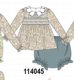 Floral smocked lace bloomer set Aaria Tees