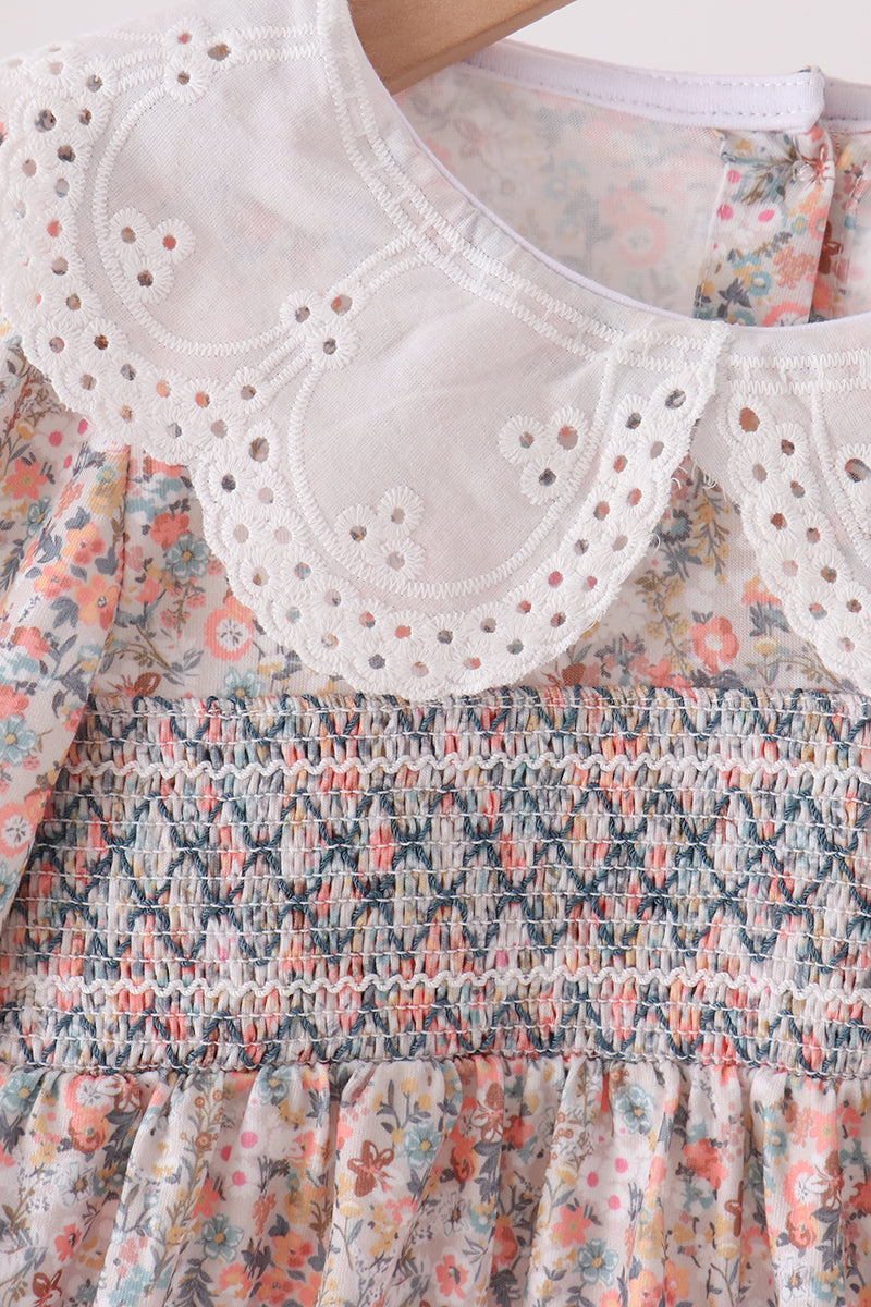 Floral smocked lace dress - Aaria Tees Aaria Tees
