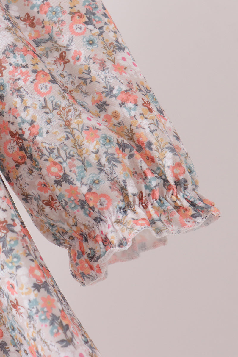Floral smocked lace dress - Aaria Tees Aaria Tees