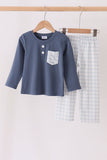 Teal pocket plaid pants set - Aaria Tees Aaria Tees