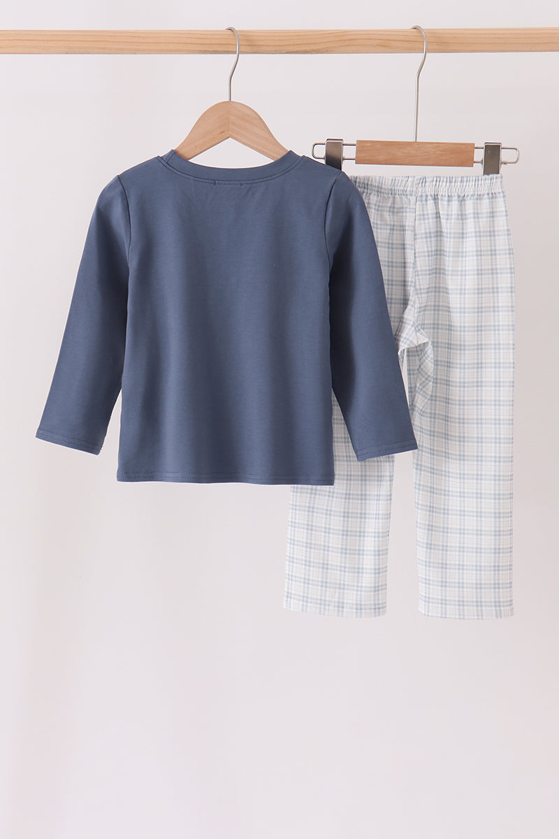 Teal pocket plaid pants set - Aaria Tees Aaria Tees