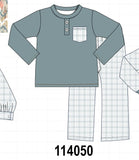Teal pocket plaid pants set Aaria Tees